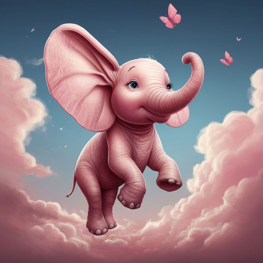 pink elefant fly in the sky