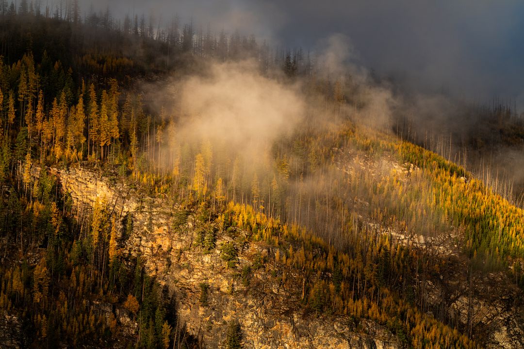 of sun and clouds in the hills of autumn