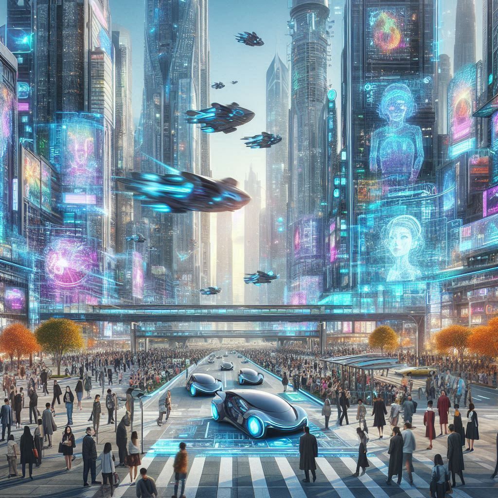 A city with flying cars