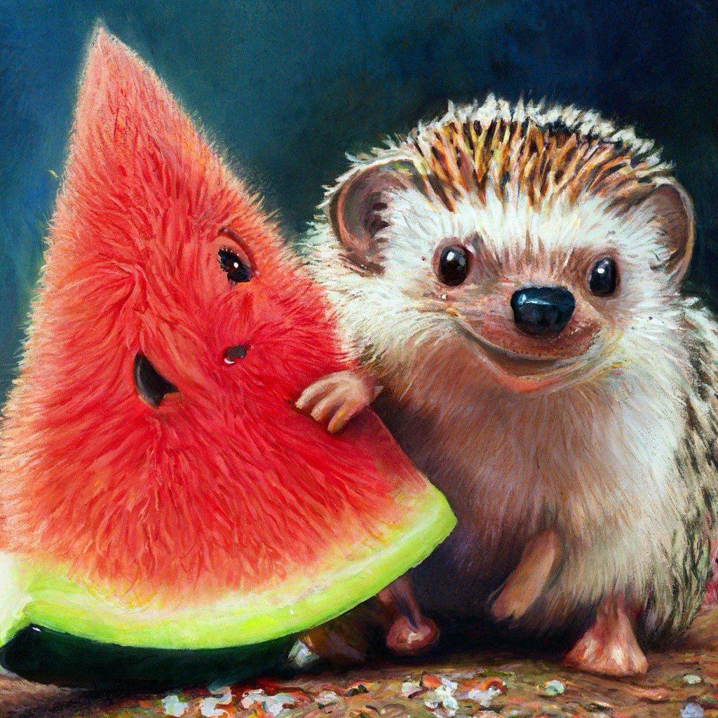 Hedgehog with watermelon