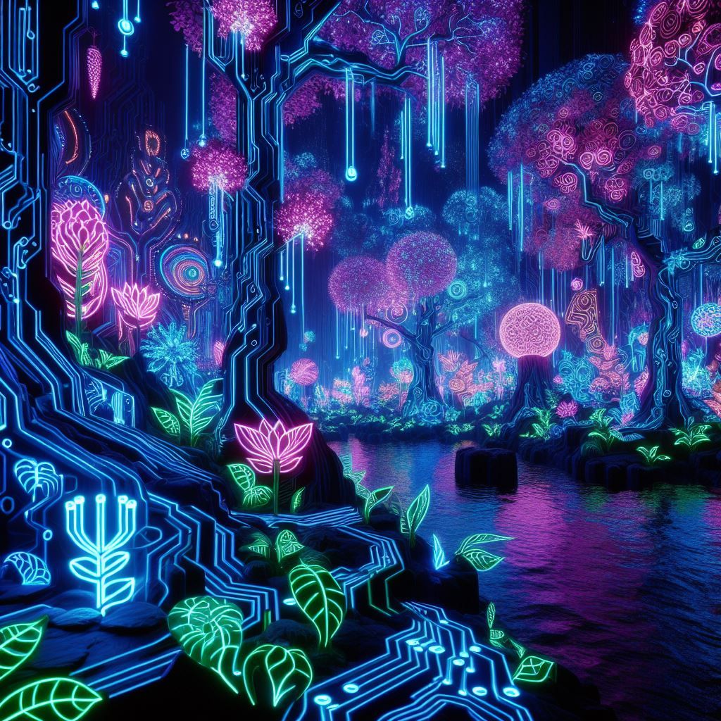 Neon-lit jungle