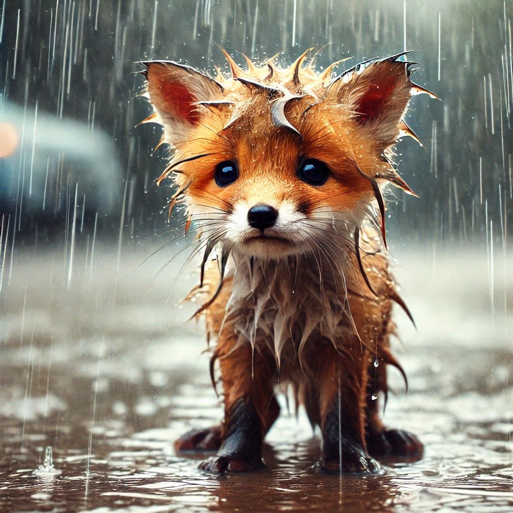 poor wet fox