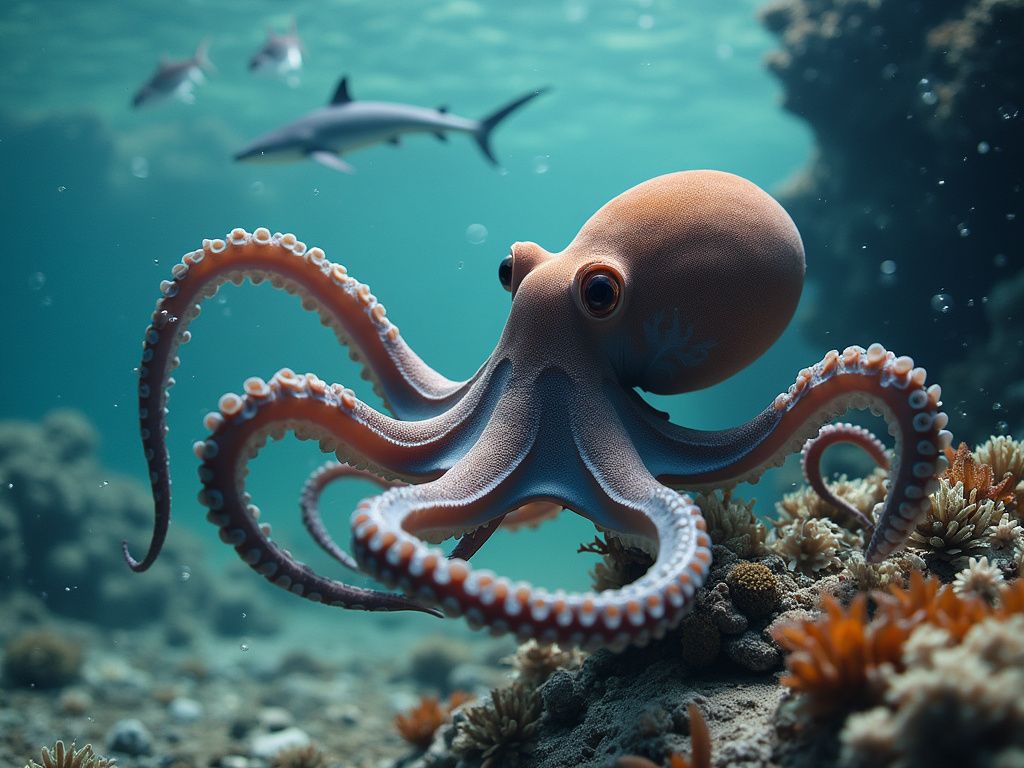 octopus with shark