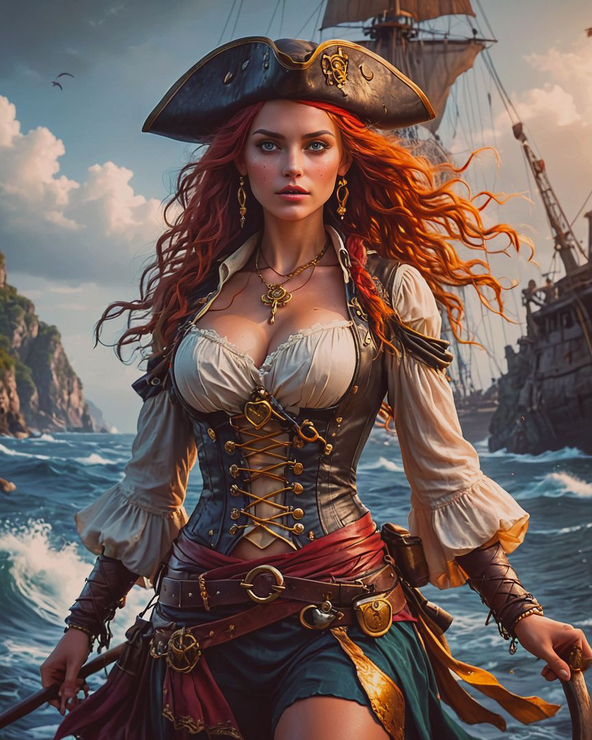 pirate fighting girl