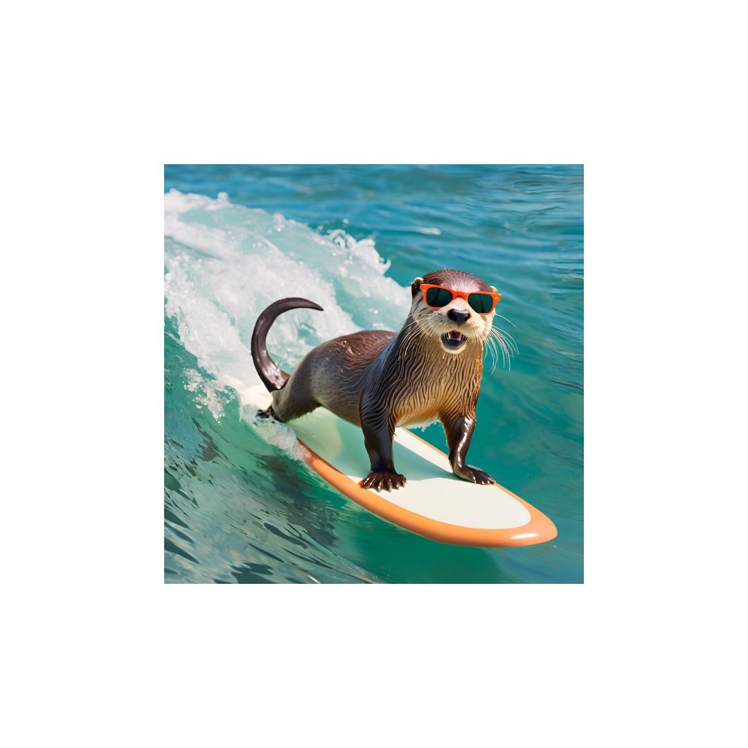 crazy otter surfing！