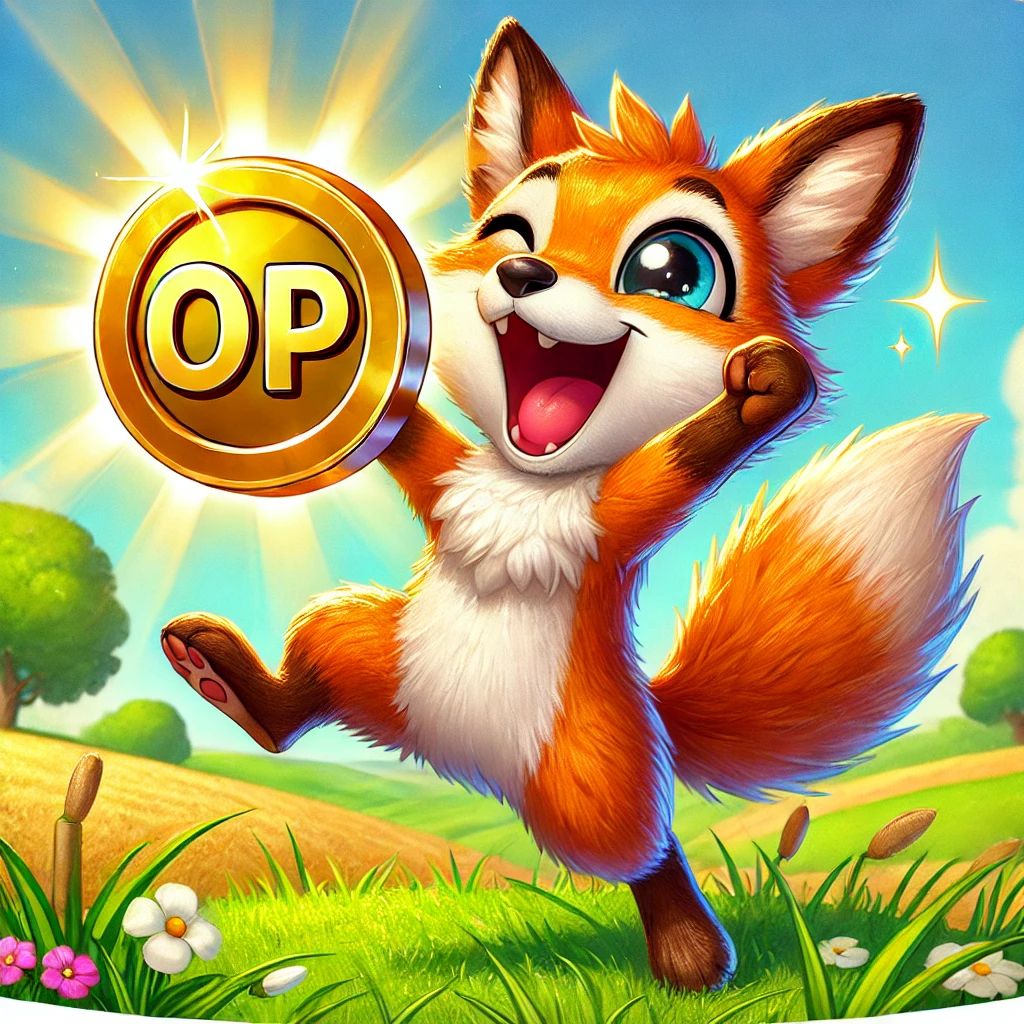 Fox Celebrating with the OP Coin