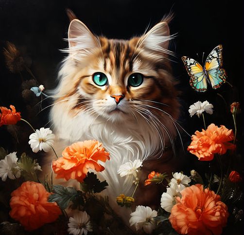 Cat with butterfly