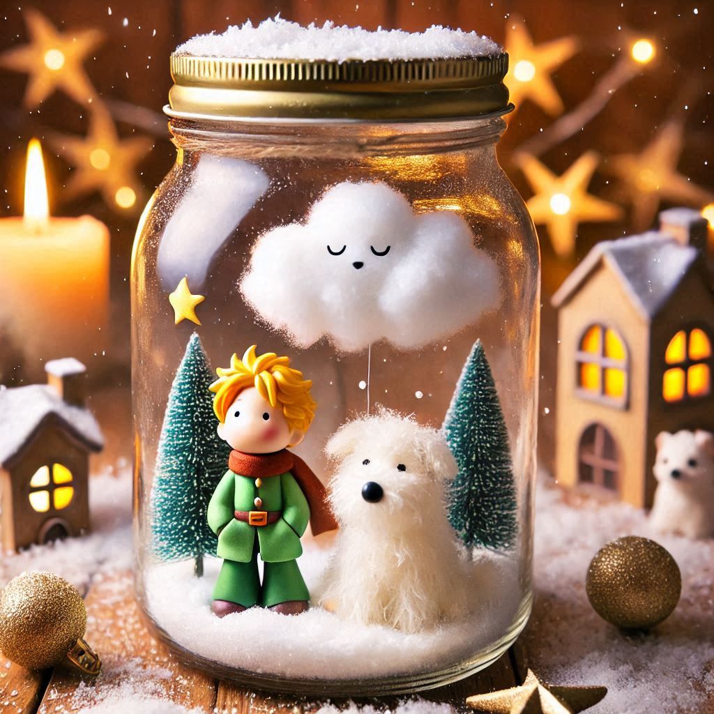 the little prince and cute dog in a jar