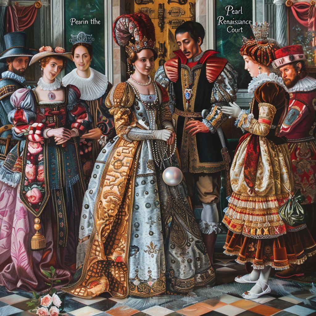 A historical painting depicting life in a Renaissance court