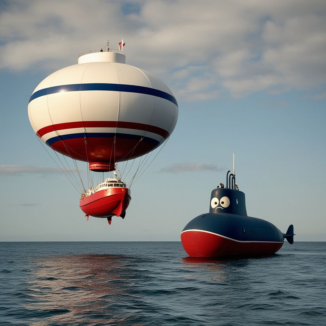 Blimp and submarine