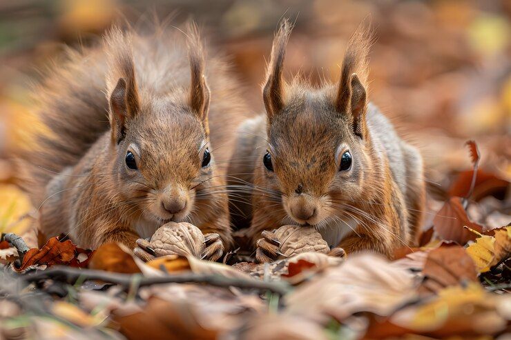 Realistic squirrels natural setting