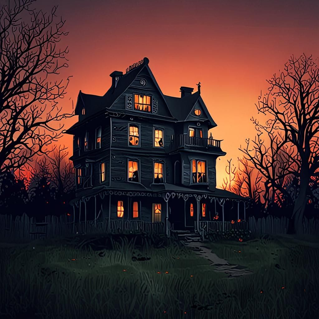 Scary house at dusk