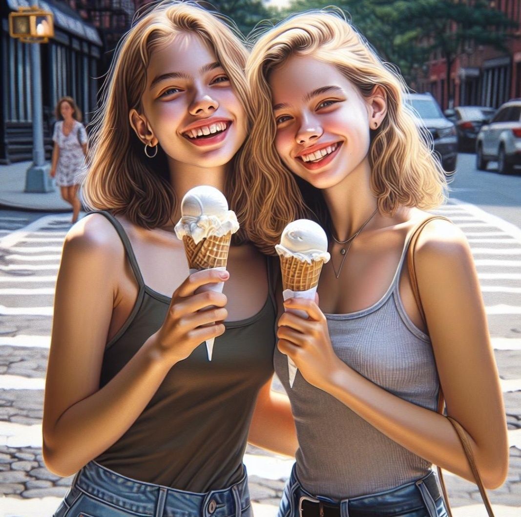 girls with ice cream