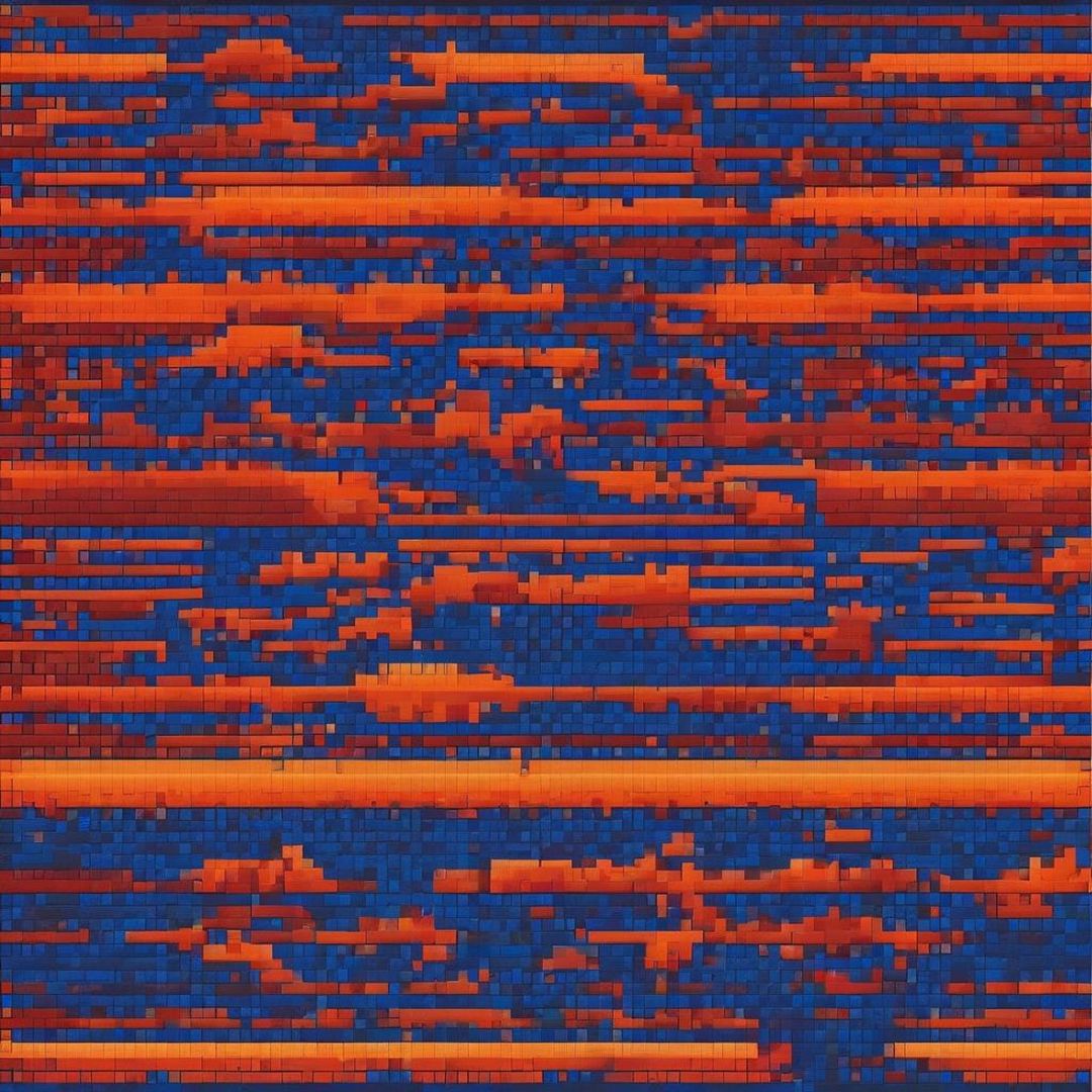 c = fλ blue, orange and red, 8-bit art