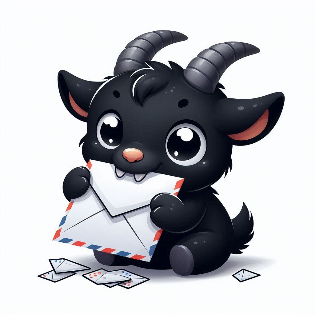 The black goat ate the letter without reading it.