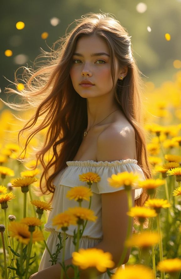 woman with dandelions