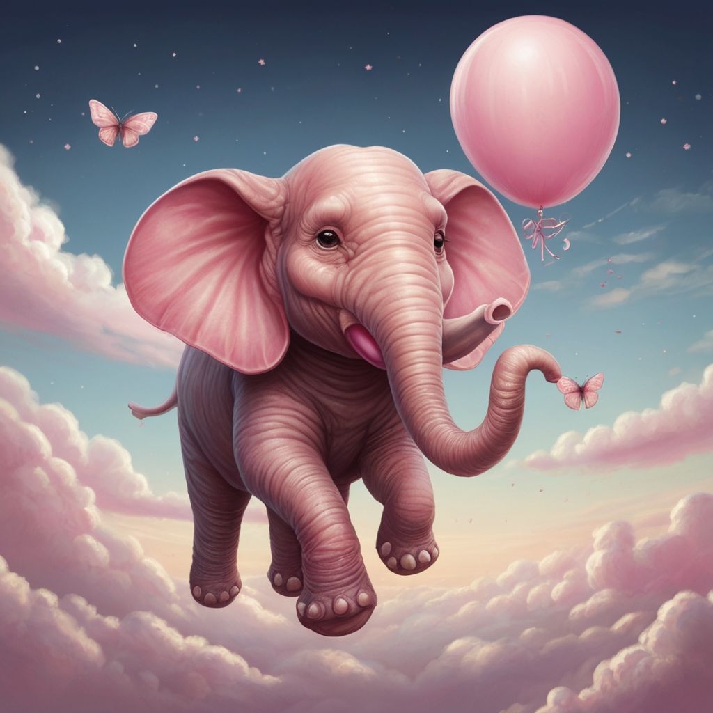 pink elefant fly in the sky