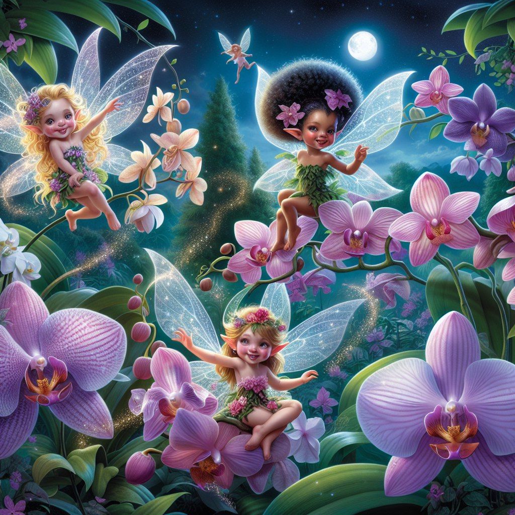 Magic orchids with fairies