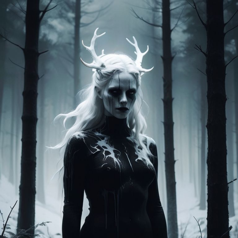 Default_Silhouette_of_a_Nordic_queen_filled_with_a_forest_dou_0