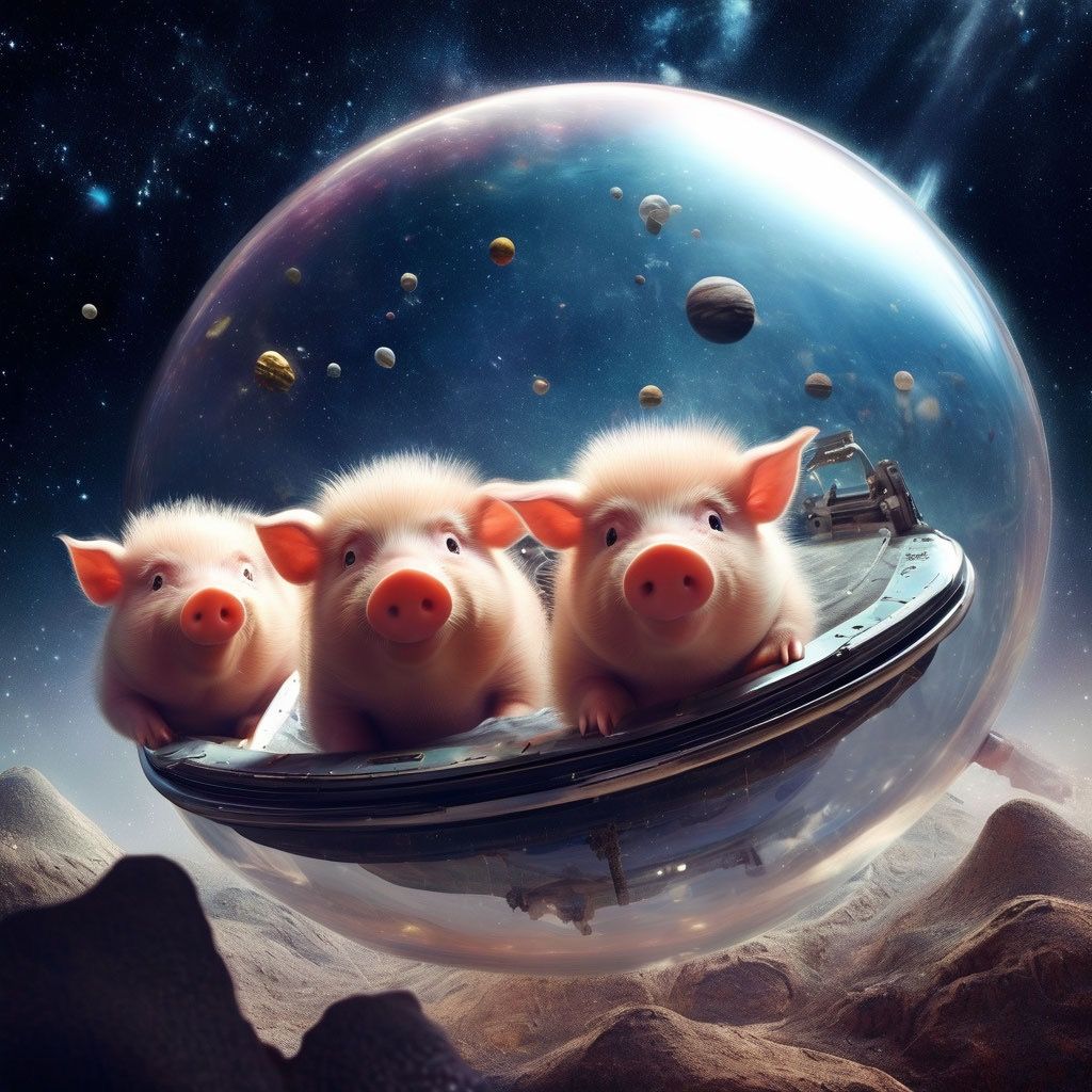 Three little pigs on planet Zorb