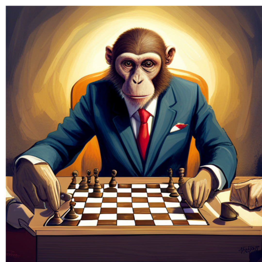 Monkey play chess game