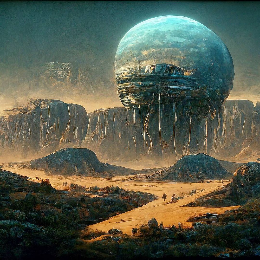 A digital painting of an AI captured world, in the style of science fiction concept art.