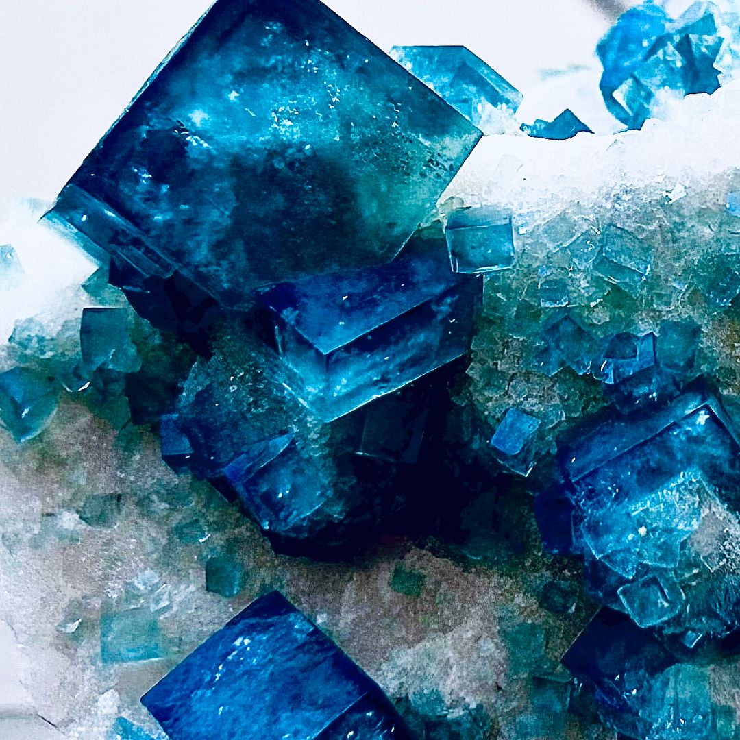 Feel the universe inside the blue crystals