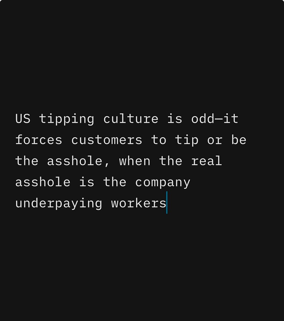 US tipping culture is odd