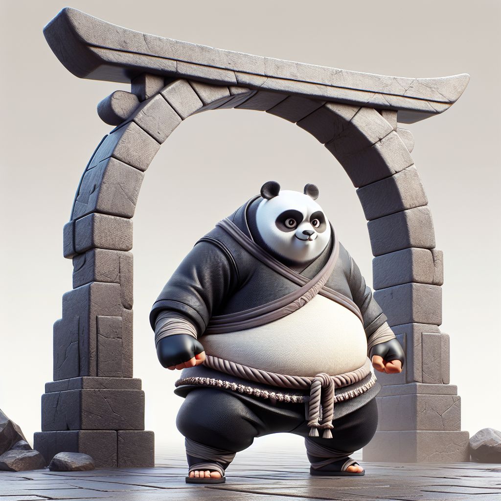 kongfu panda in his ninja attire ,ready for battle