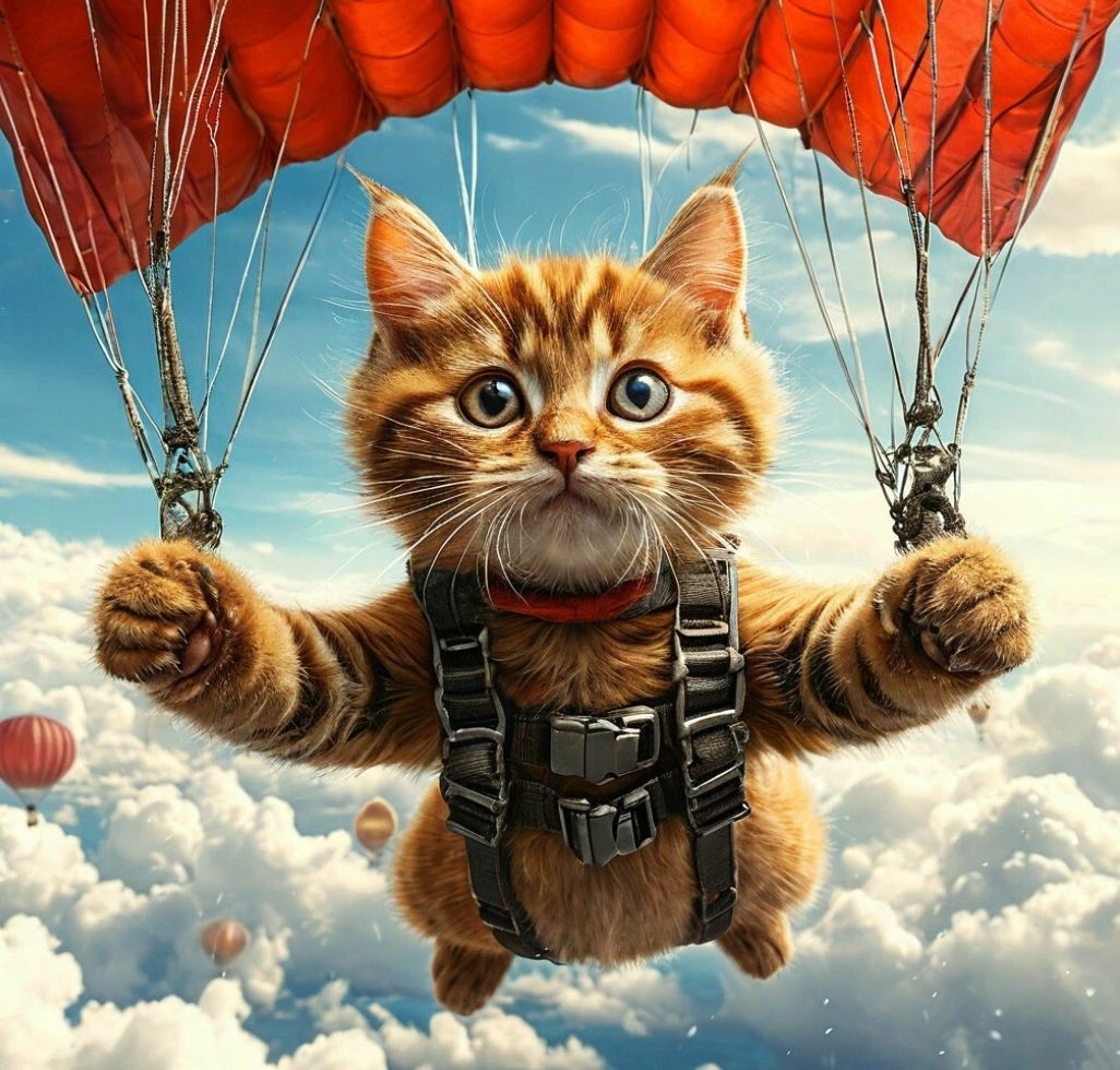 cat parachutist