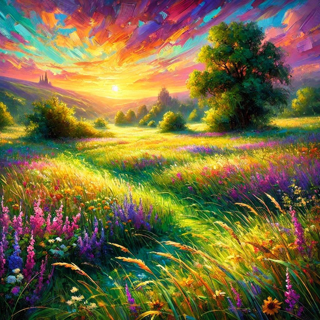 Dawn's Awakening in the Meadow