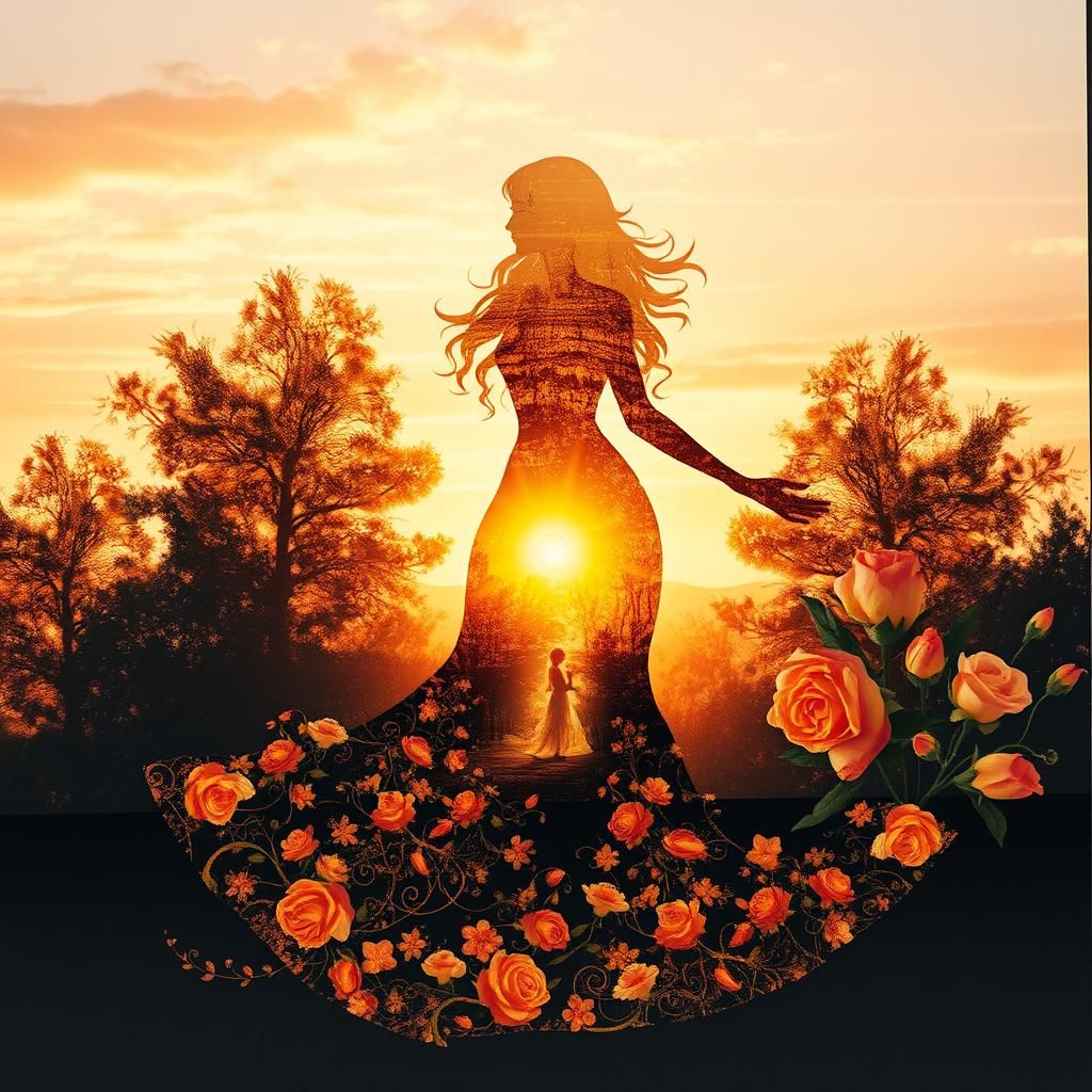 Golden dress like the sun beautiful spirit silhouette!