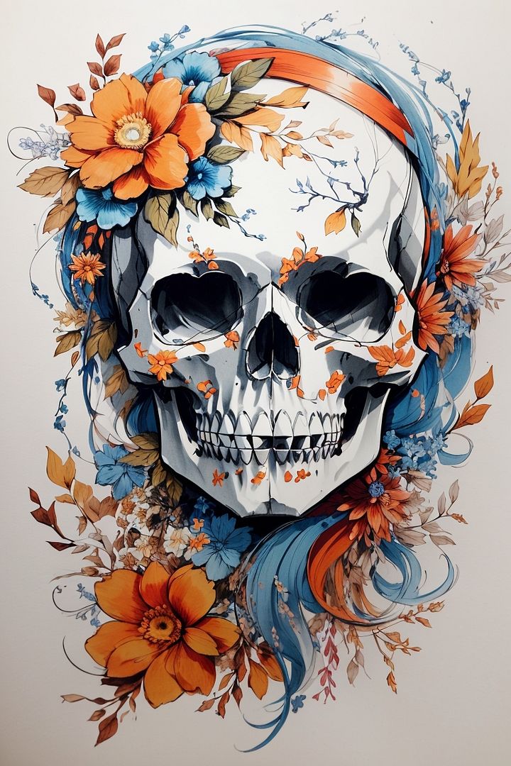 Skull with flowers