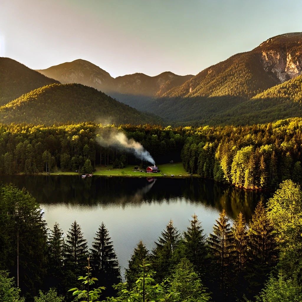 Serene Lake in the Heart of the Mountains