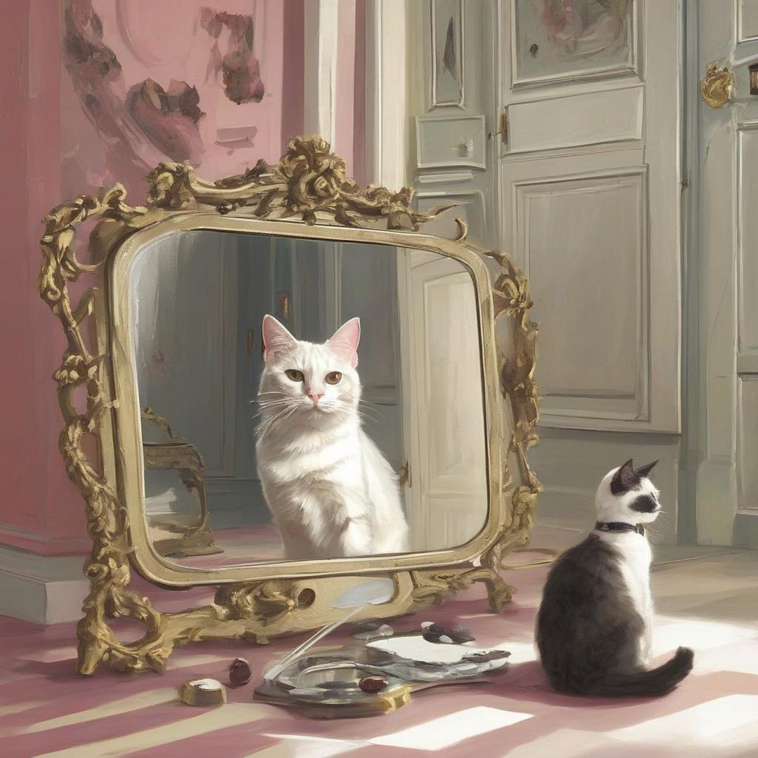 magic mirror with cat