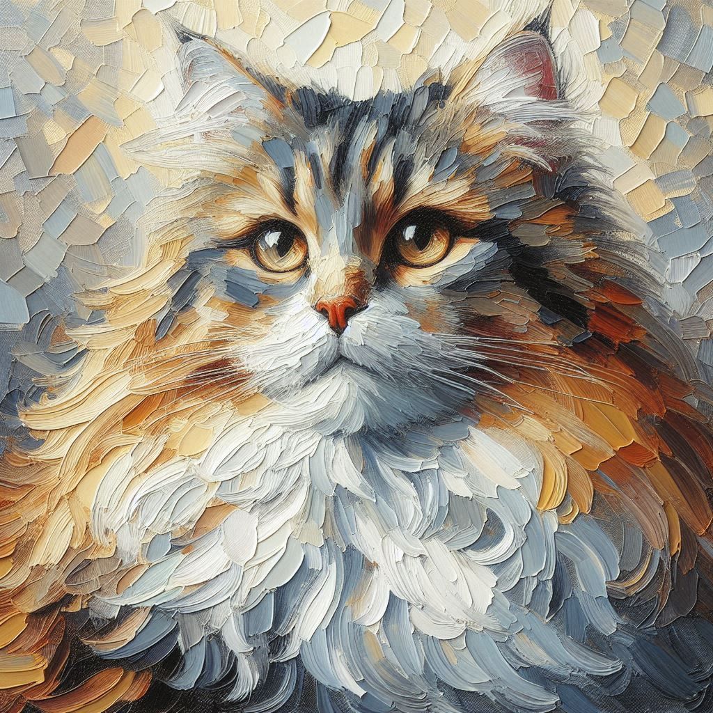 oil painting of a cat