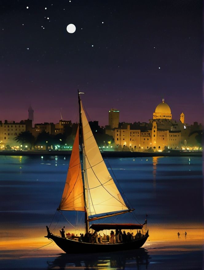 night view of the beach