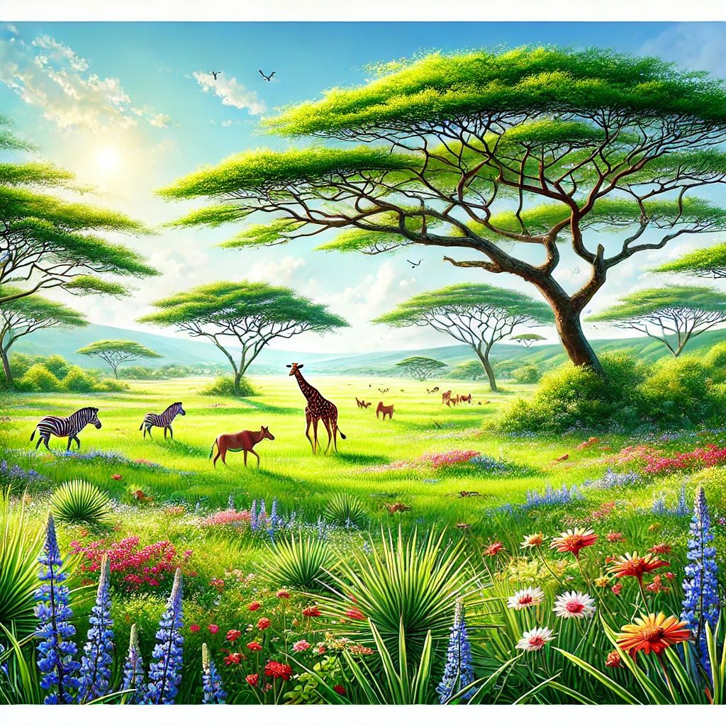 African savanna in spring