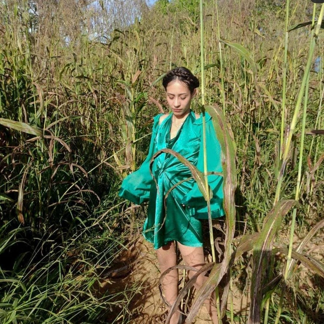 upcycled green dress