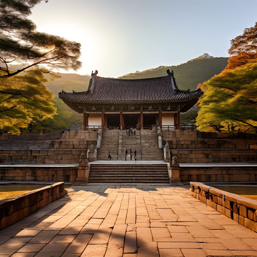 A temple where the morning sun shines