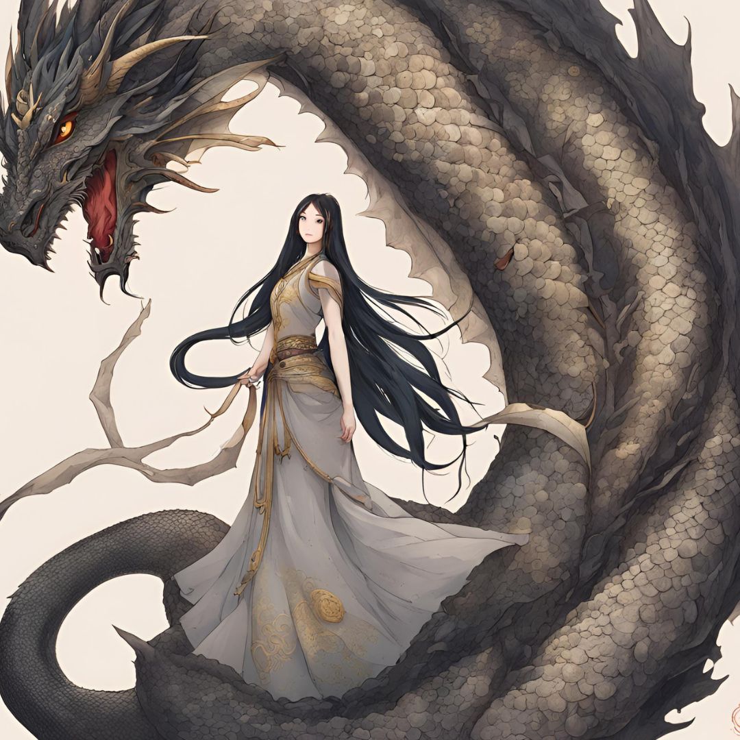 Goddess commanding a dragon