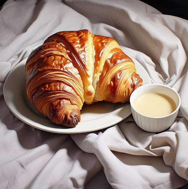 Breakfast with a croissant