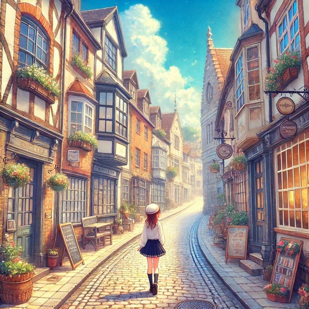 Magical Cobblestone Street in a Quaint European Town