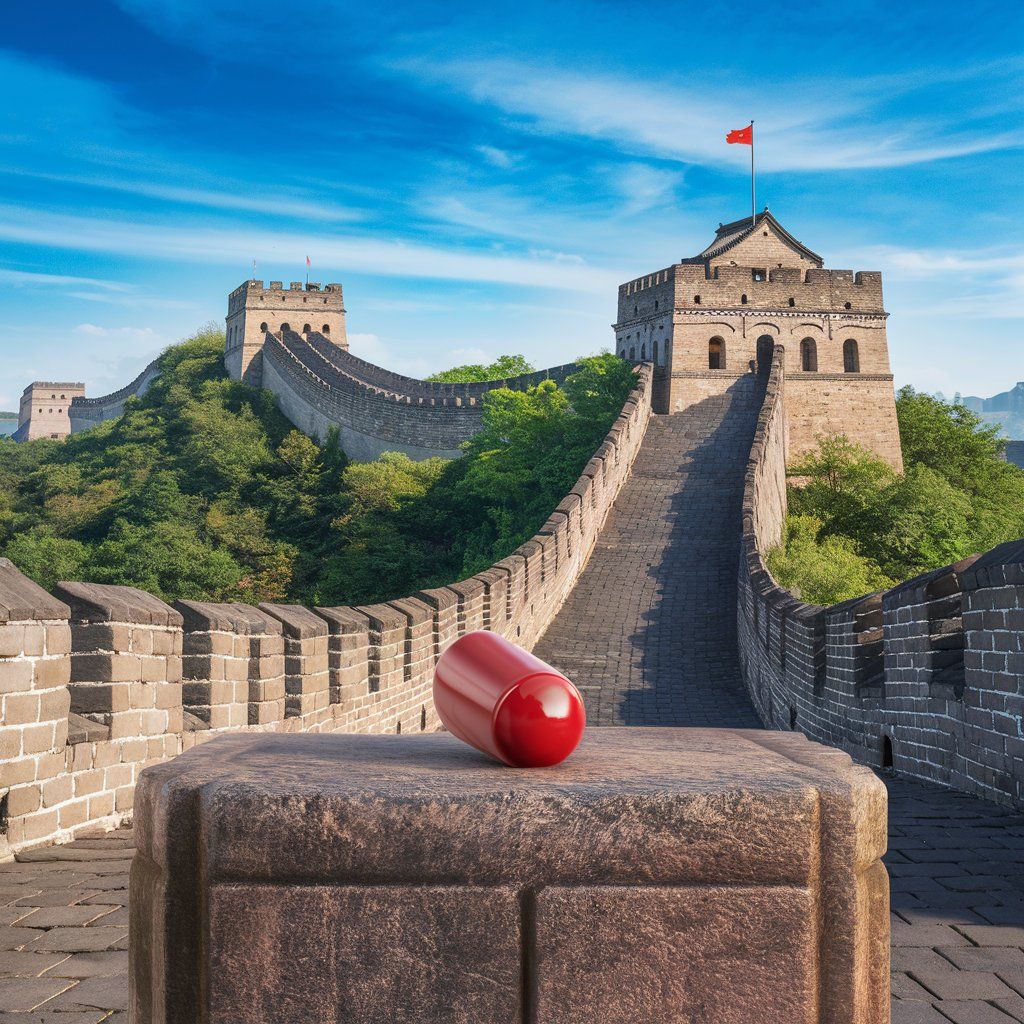 pill on the great wall of china