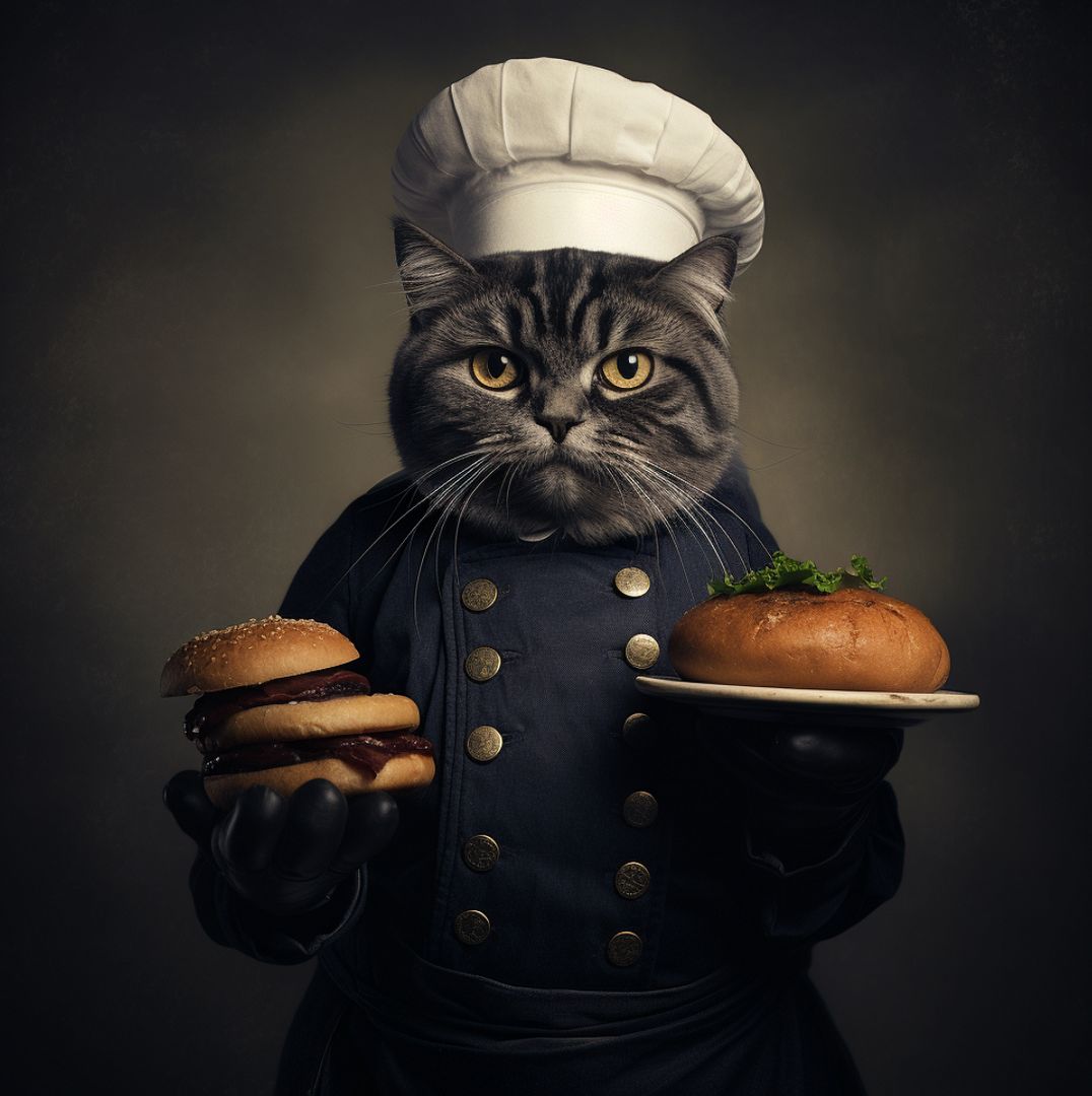 Cat with food