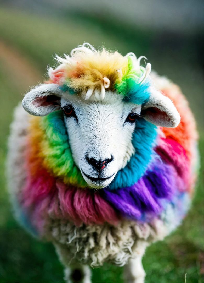 A cute sheep with rainbow fur (1)