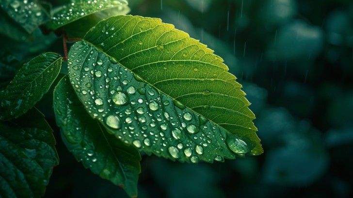 A green leaf after the rain