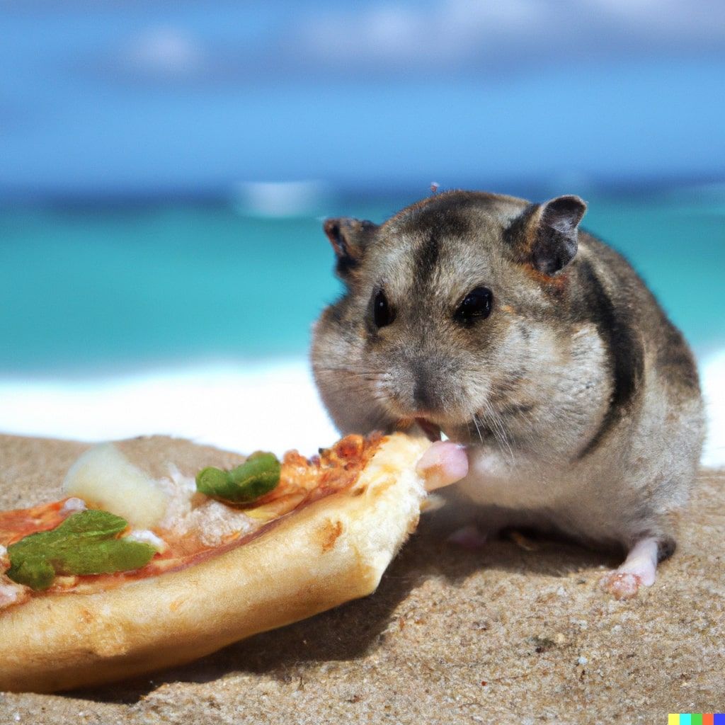 DALL·E-2022-09-09-10.49.41-A-pizza-eating-hamster-on-a-Hawaiian-beach