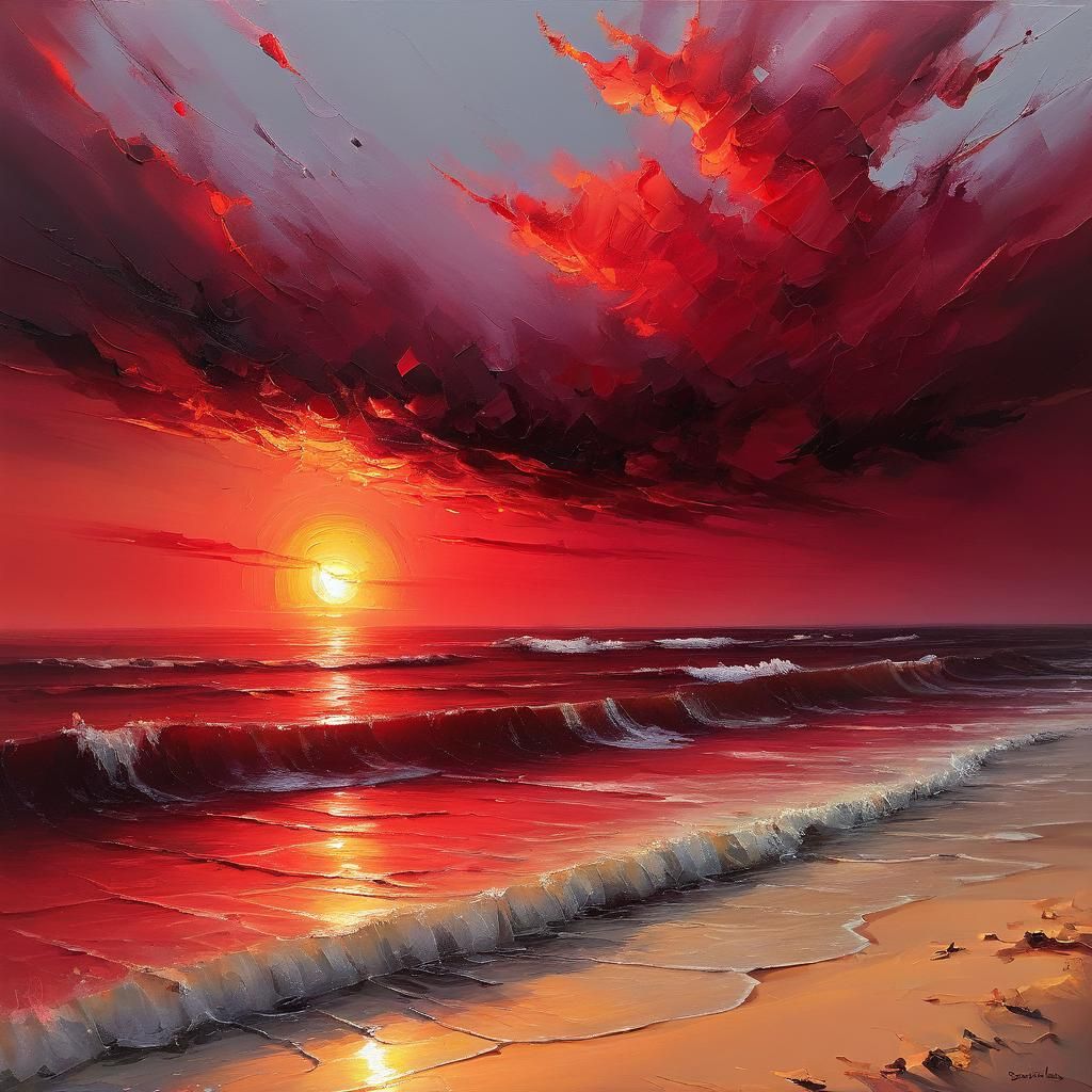 ocean and sky red beauty