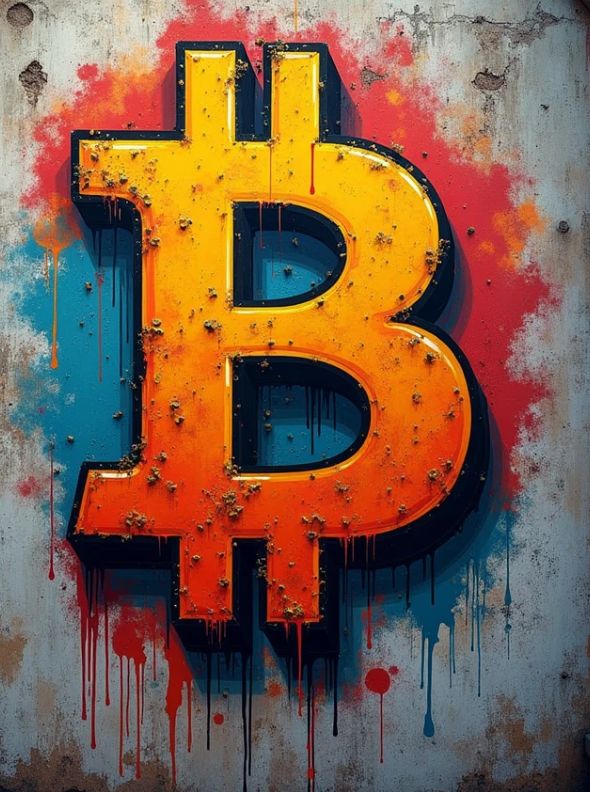 the graffiti emblem of bitcoin